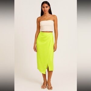 Scoop Women's Satin Faux Wrap Midi Skirt size Medium